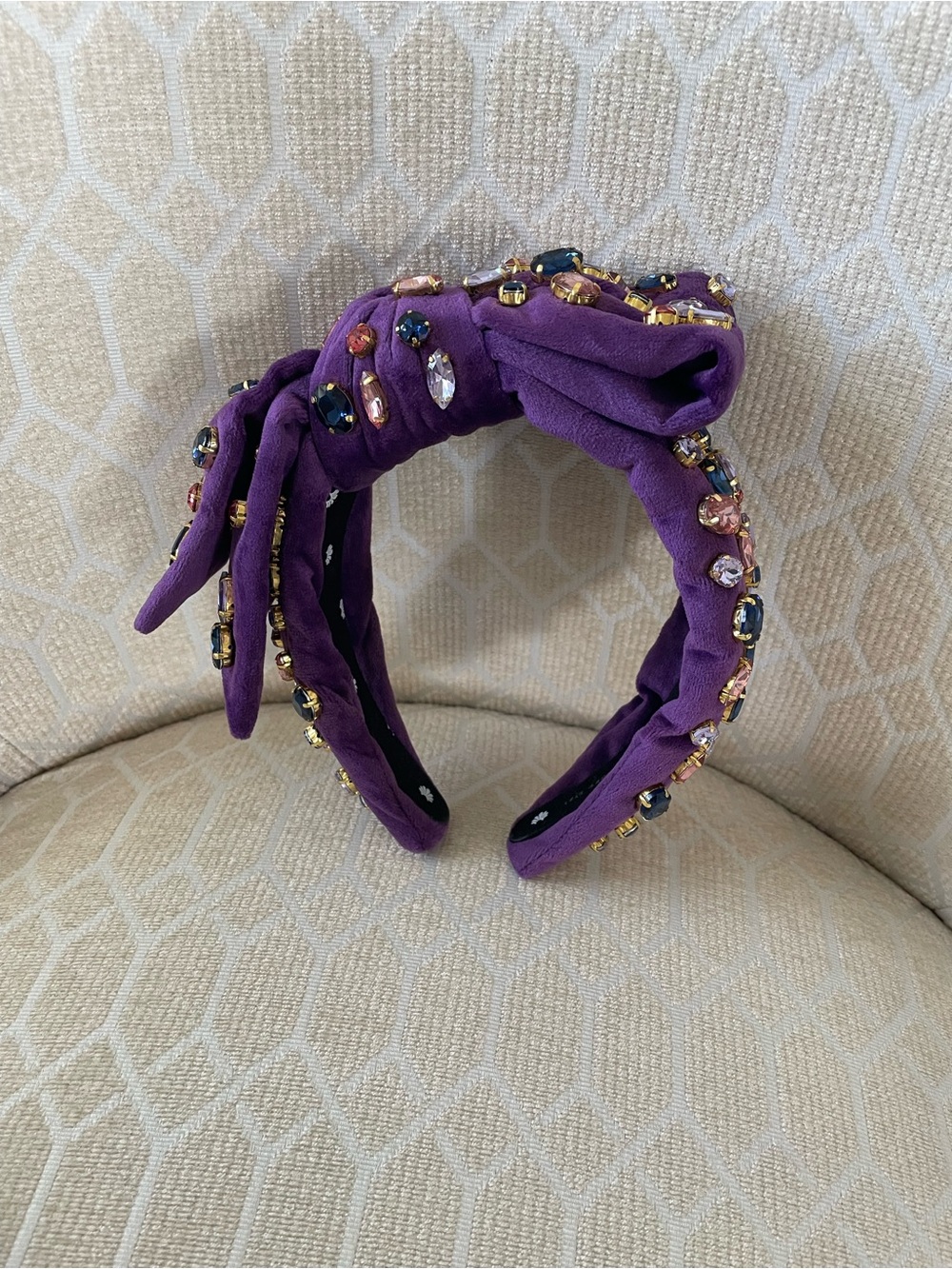 Lele Sadoughi Purple Jeweled Knot Headband